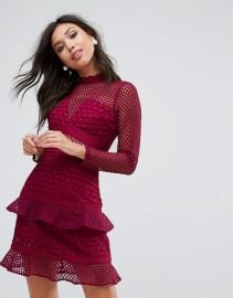 True Decadence All Over Mesh Skater Dress With Ruffle Hem at asos com at Asos